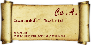 Csarankó Asztrid névjegykártya